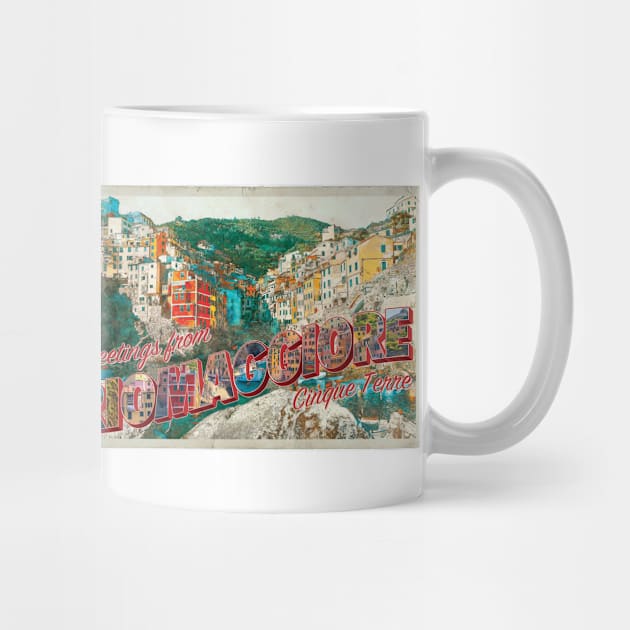 Greetings from Riomaggiore Cinque Terre vintage style retro souvenir by DesignerPropo